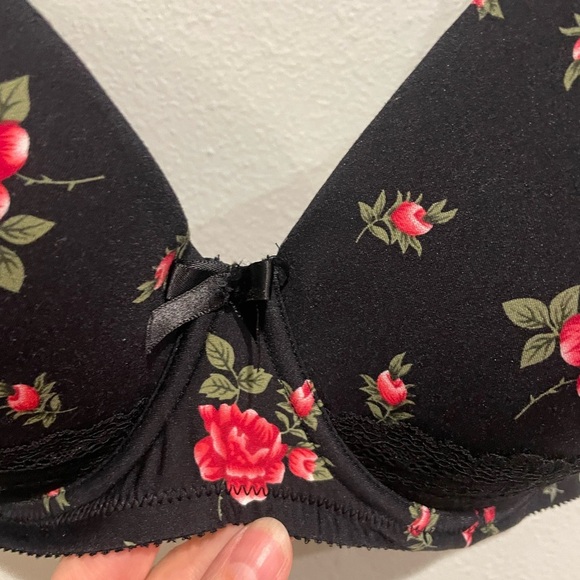 Parfait Black Underwire Bra wire Rose print. US 38H - Picture 2 of 6